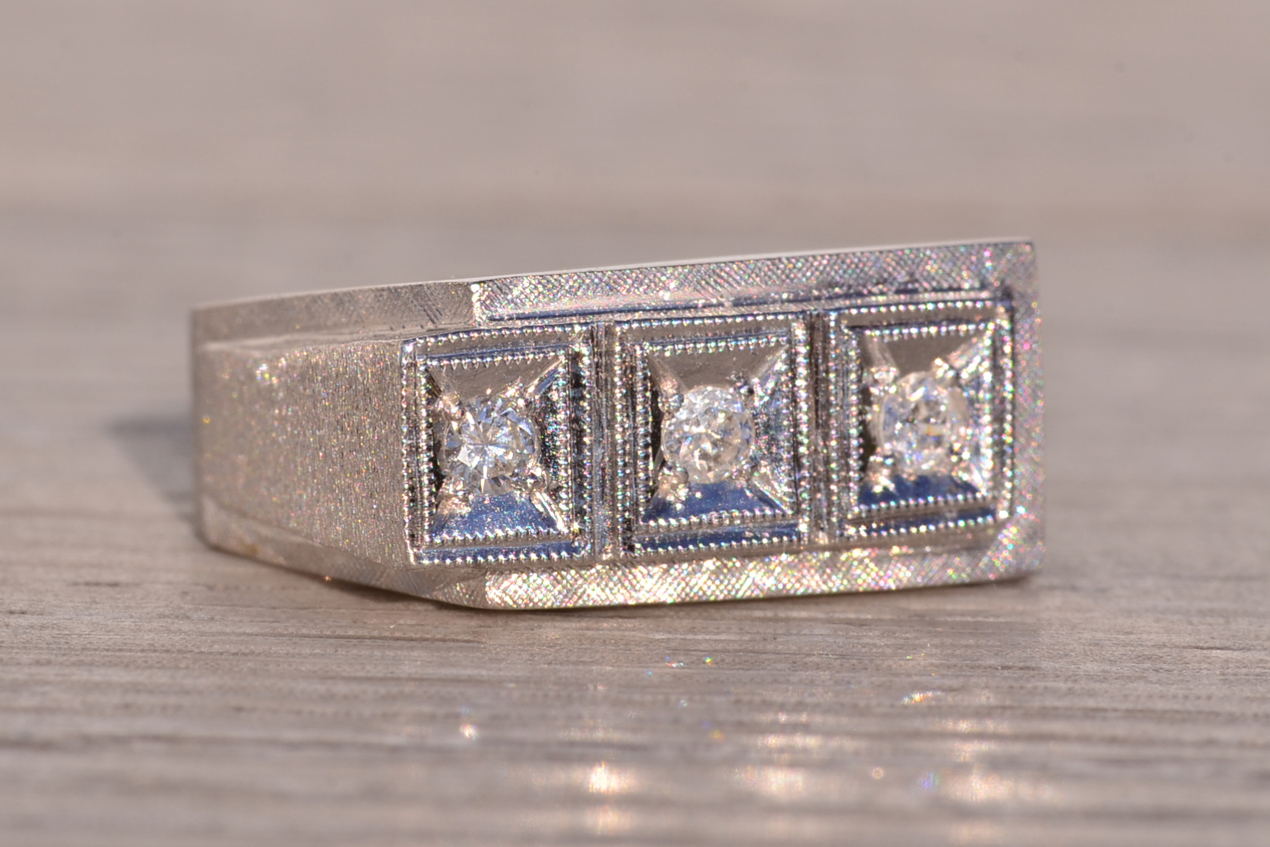 The 161st Street: Hollywood Glam Era Three Stone Cocktail Ring in White Gold - Image 6