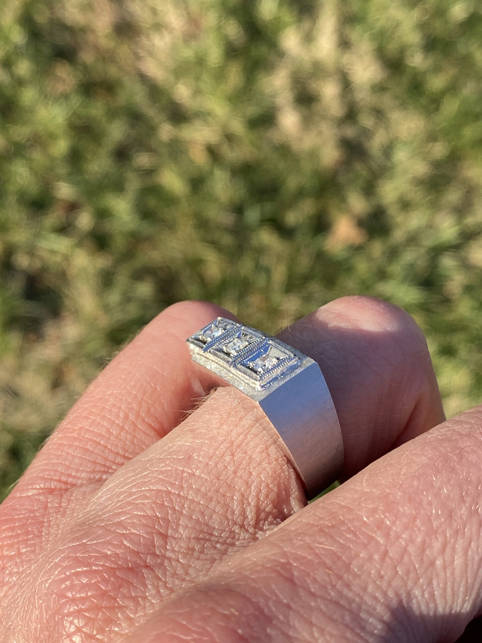The 161st Street: Hollywood Glam Era Three Stone Cocktail Ring in White Gold - Image 9