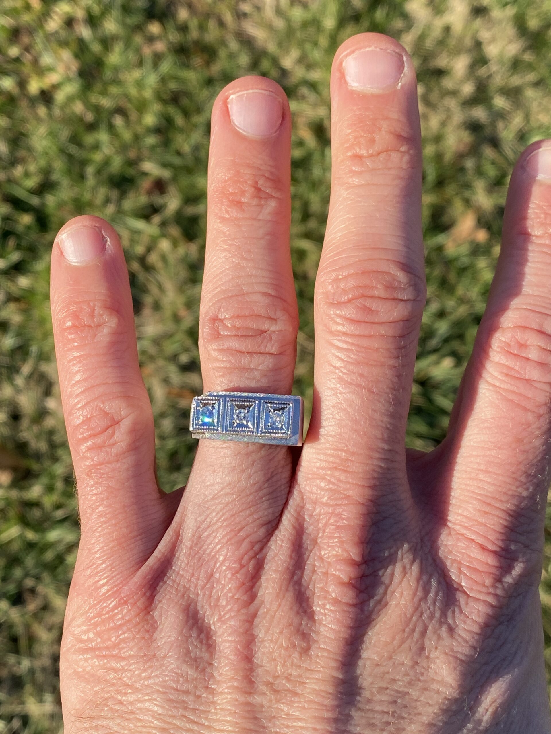 The 161st Street: Hollywood Glam Era Three Stone Cocktail Ring in White Gold - Image 11