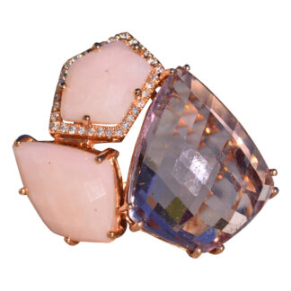 The 164th Avenue: Rose Quartz and Amethyst Cocktail Ring in Rose Gold