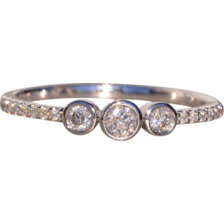 The 168th Avenue: Bezel Set Natural Diamond Three Stone Ring