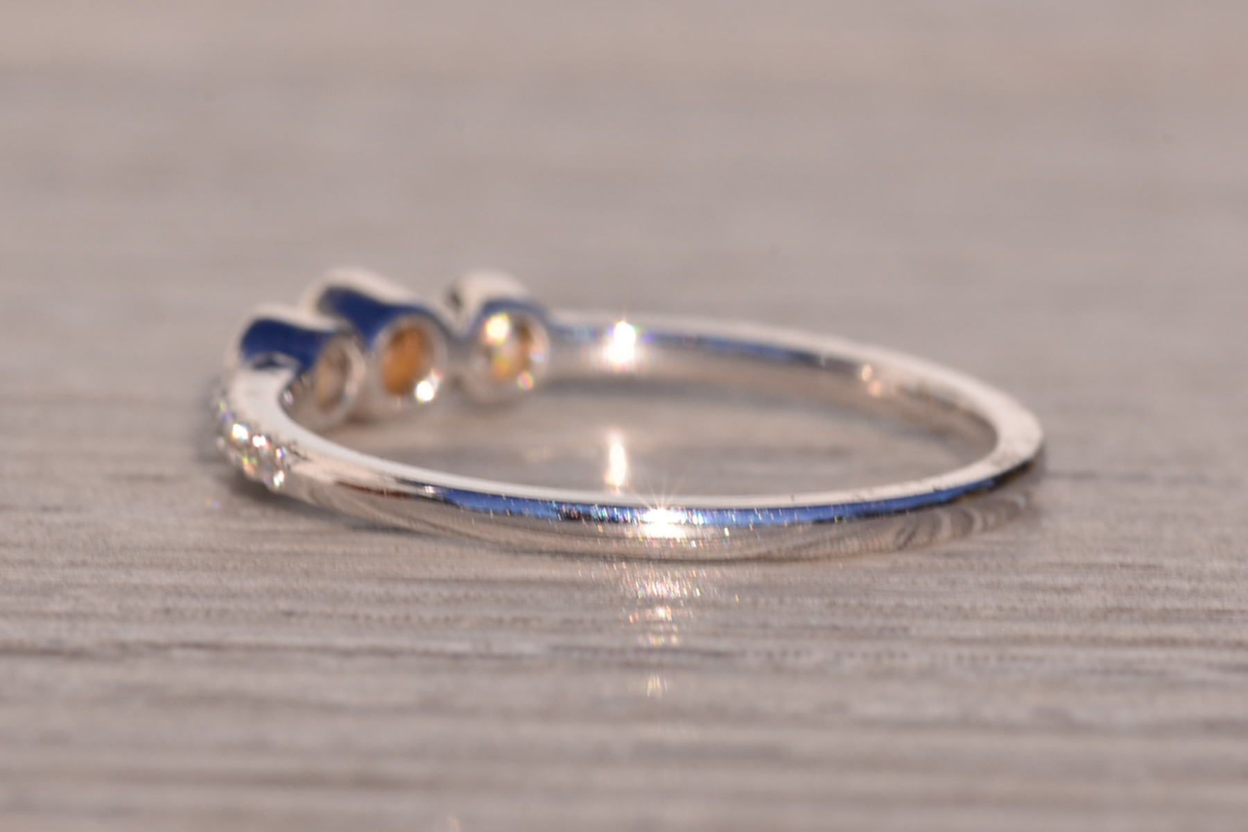 The 168th Avenue: Bezel Set Natural Diamond Three Stone Ring - Image 4