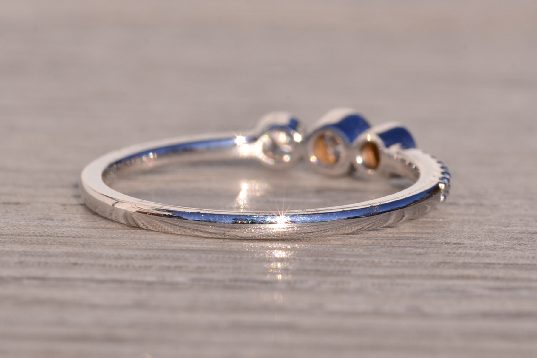 The 168th Avenue: Bezel Set Natural Diamond Three Stone Ring - Image 5