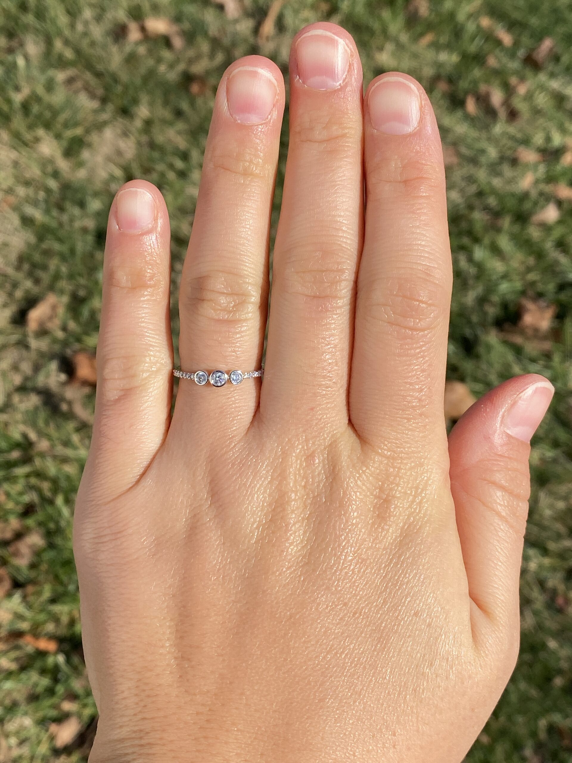 The 168th Avenue: Bezel Set Natural Diamond Three Stone Ring - Image 8