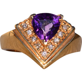 The 148th Avenue: Amethyst and Natural Diamond Cocktail Ring in Yellow Gold