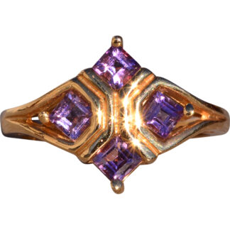 The 171st Avenue: Modernist Amethyst Cocktail Ring in Yellow Gold