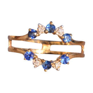The 172nd Avenue:  Sapphire and Diamond Jacket Ring in Yellow Gold