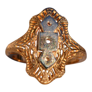 Two Tone Filigree Three Stone Ring