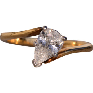 The 116th Avenue: Pear Shaped Bypass Style Engagement Ring in Yellow Gold
