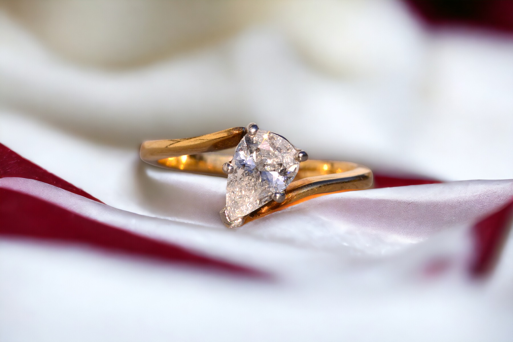 The 116th Avenue: Pear Shaped Bypass Style Engagement Ring in Yellow Gold - Image 11