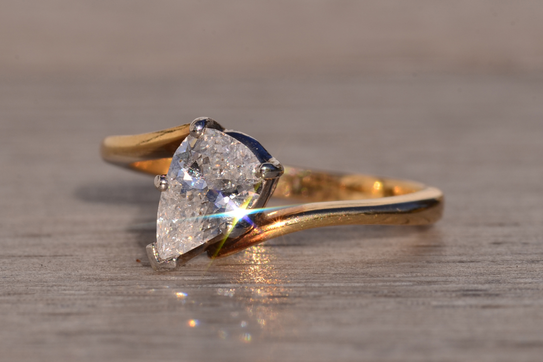 The 116th Avenue: Pear Shaped Bypass Style Engagement Ring in Yellow Gold - Image 3