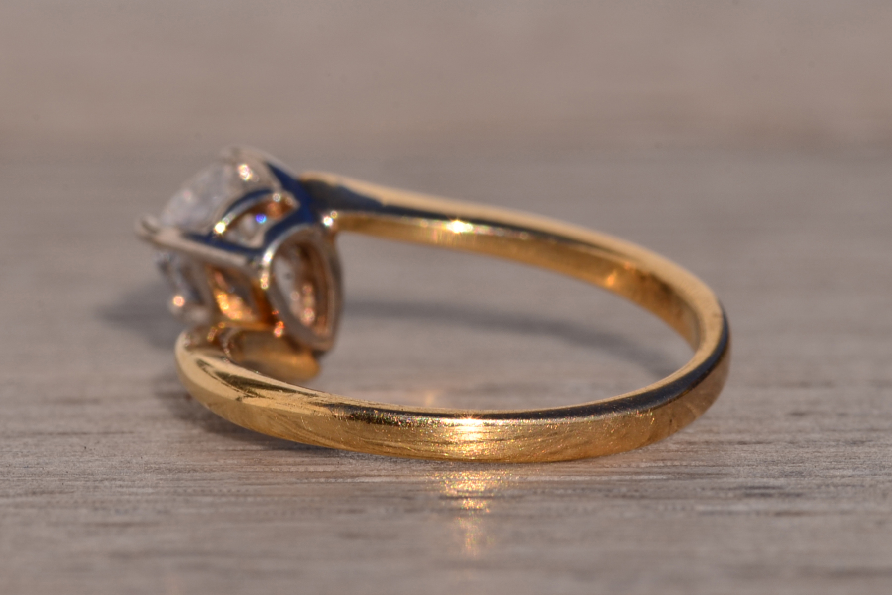 The 116th Avenue: Pear Shaped Bypass Style Engagement Ring in Yellow Gold - Image 4