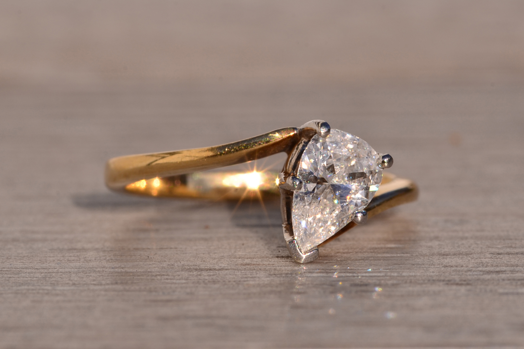 The 116th Avenue: Pear Shaped Bypass Style Engagement Ring in Yellow Gold - Image 6
