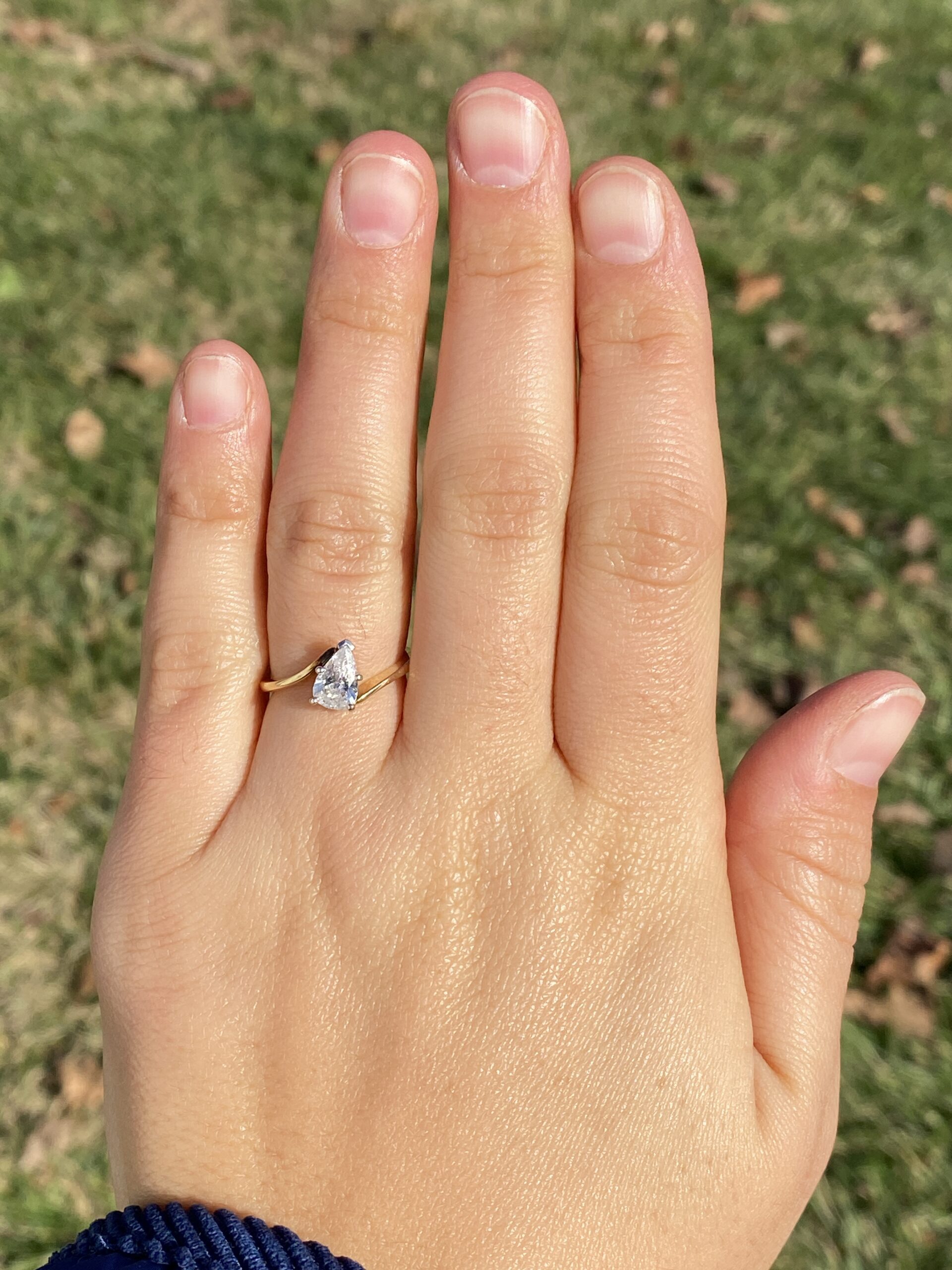 The 116th Avenue: Pear Shaped Bypass Style Engagement Ring in Yellow Gold - Image 8