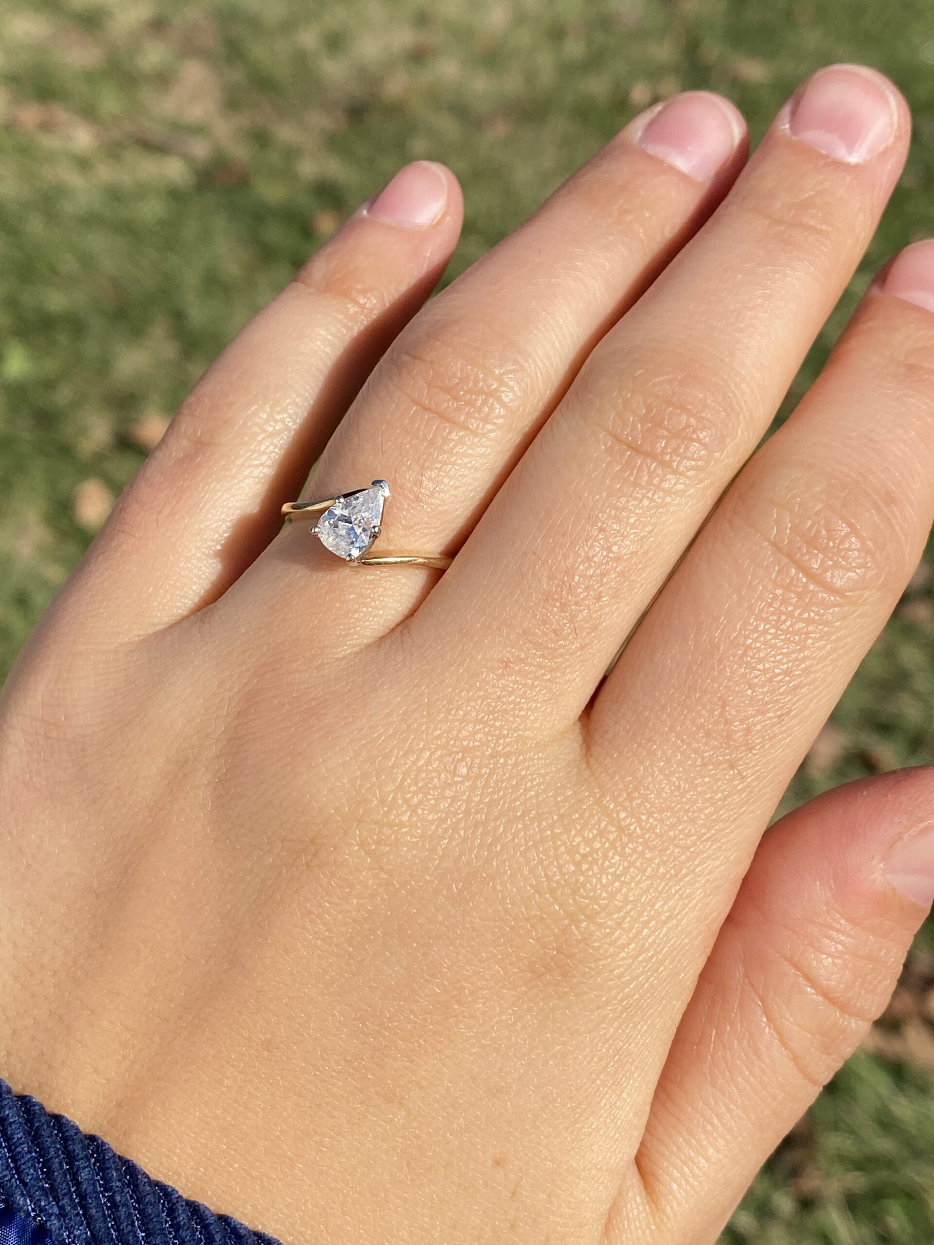 The 116th Avenue: Pear Shaped Bypass Style Engagement Ring in Yellow Gold - Image 9
