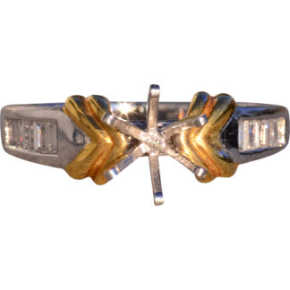 Contemporary 18 Karat and Platinum Diamond Semi Mounting
