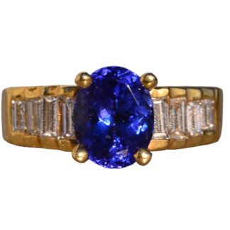 The 113th Avenue: 2.50 Carat Tanzanite and Natural Diamond Ring in Yellow Gold
