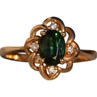 SOLD - The 118th Avenue: Tourmaline and Natural Diamond Ring in Yellow Gold