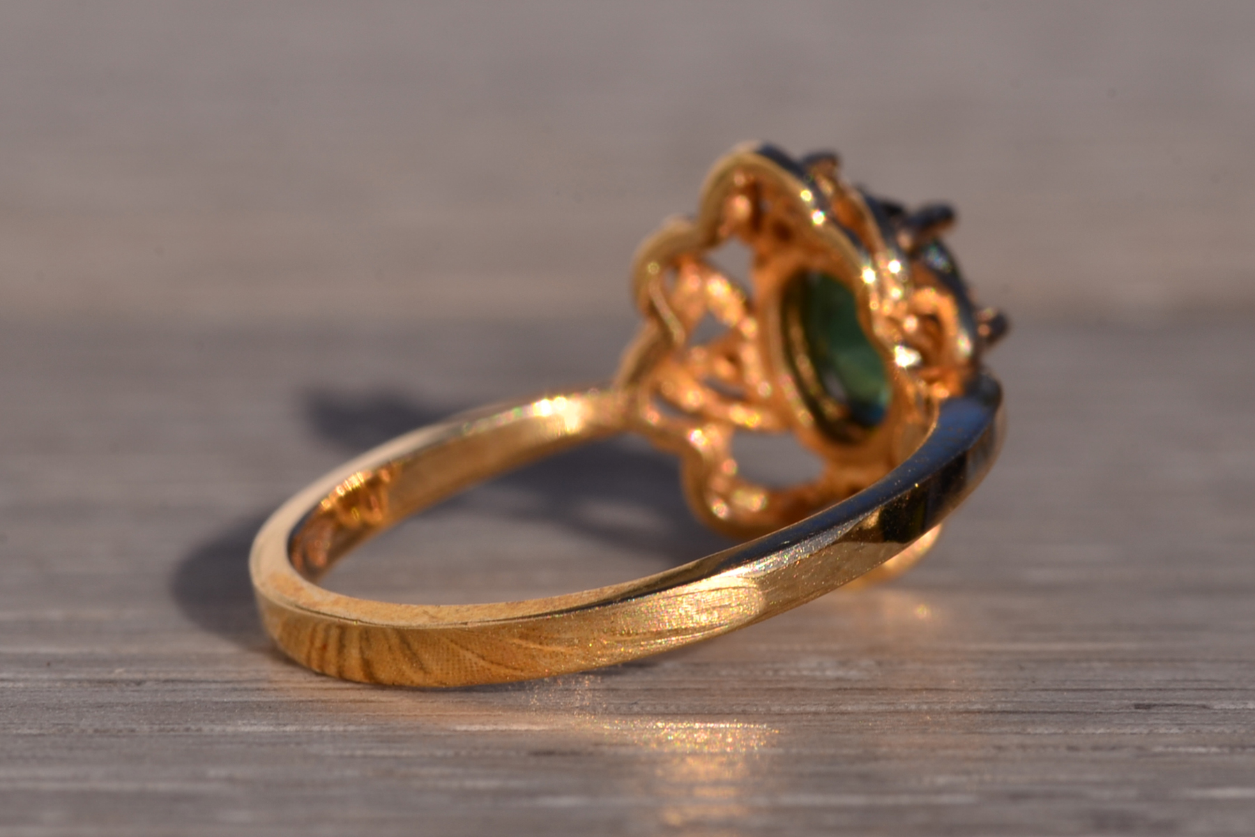 SOLD - The 118th Avenue: Tourmaline and Natural Diamond Ring in Yellow Gold - Image 5