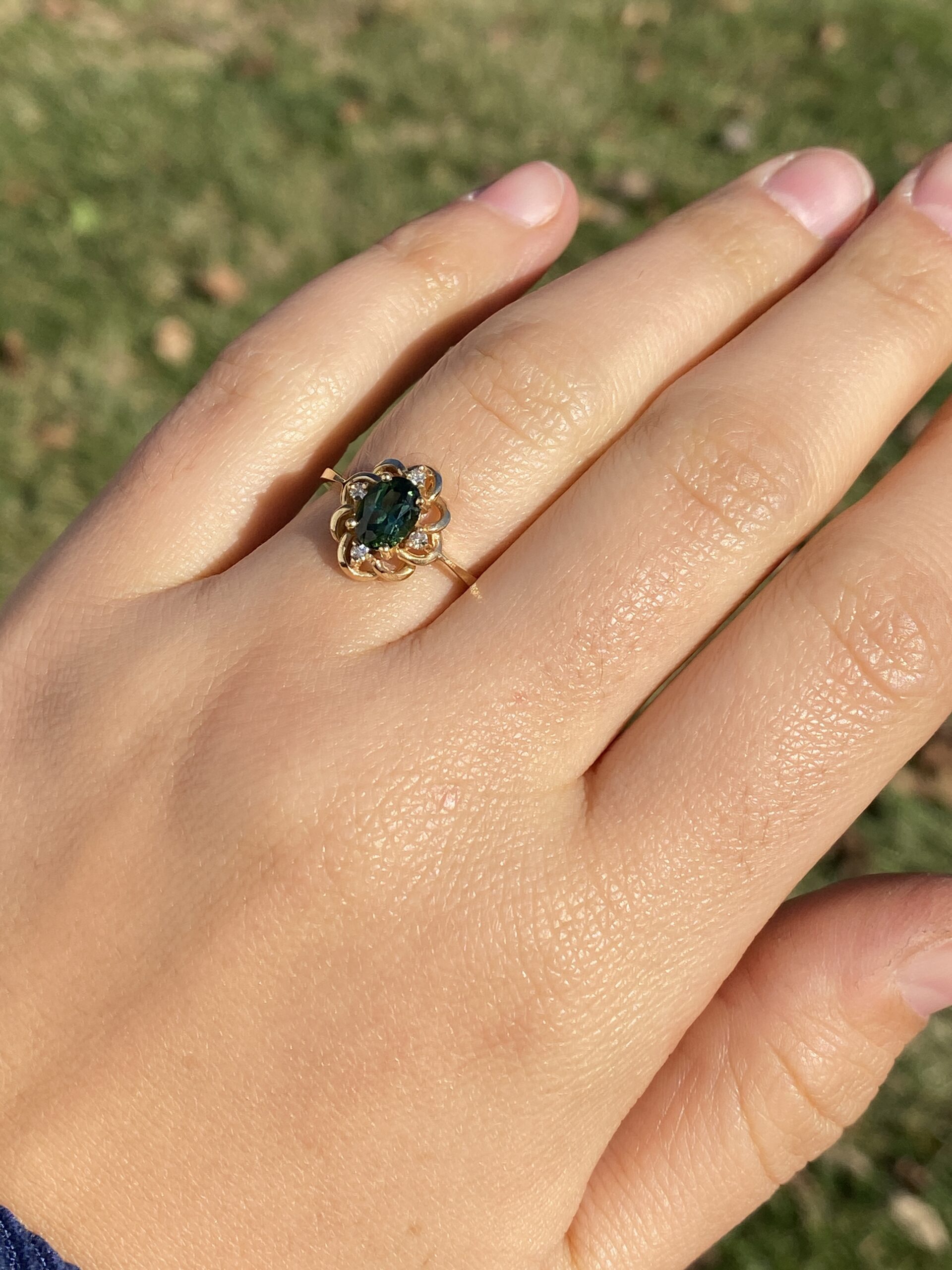 SOLD - The 118th Avenue: Tourmaline and Natural Diamond Ring in Yellow Gold - Image 9