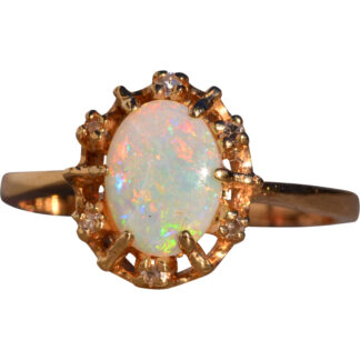 The 124th Avenue: Australian Opal and Natural Diamond Ring in Yellow Gold
