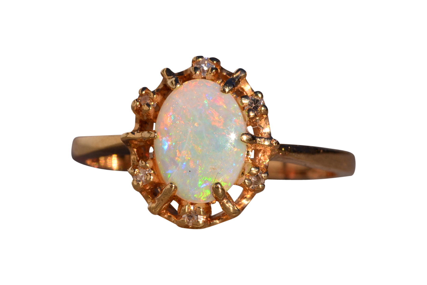 The 124th Avenue: Australian Opal and Natural Diamond Ring in Yellow Gold