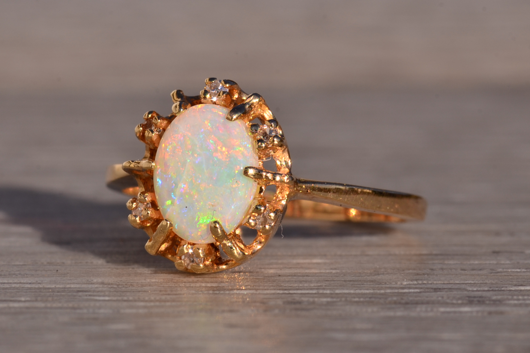 The 124th Avenue: Australian Opal and Natural Diamond Ring in Yellow Gold - Image 3