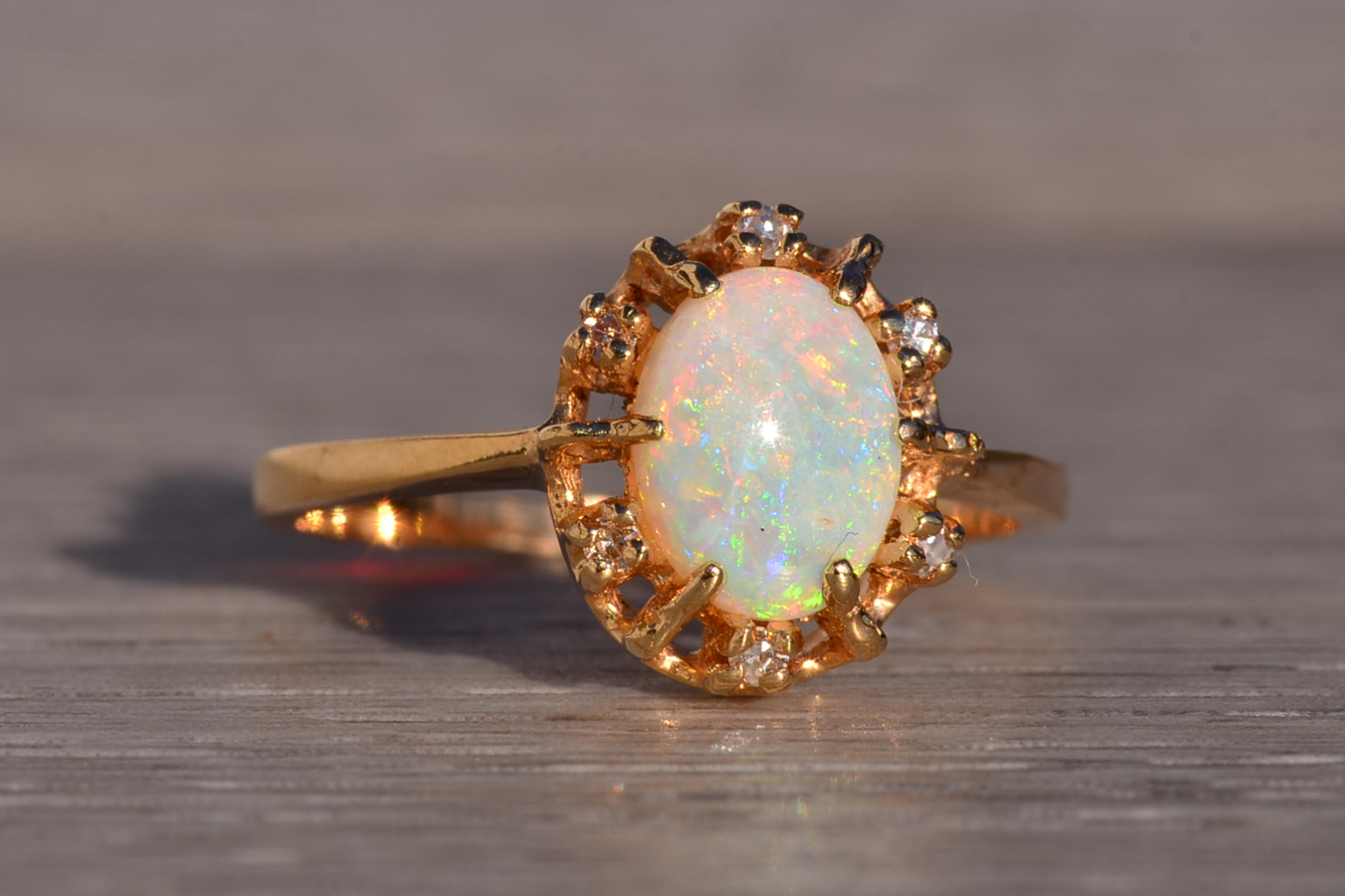 The 124th Avenue: Australian Opal and Natural Diamond Ring in Yellow Gold - Image 6