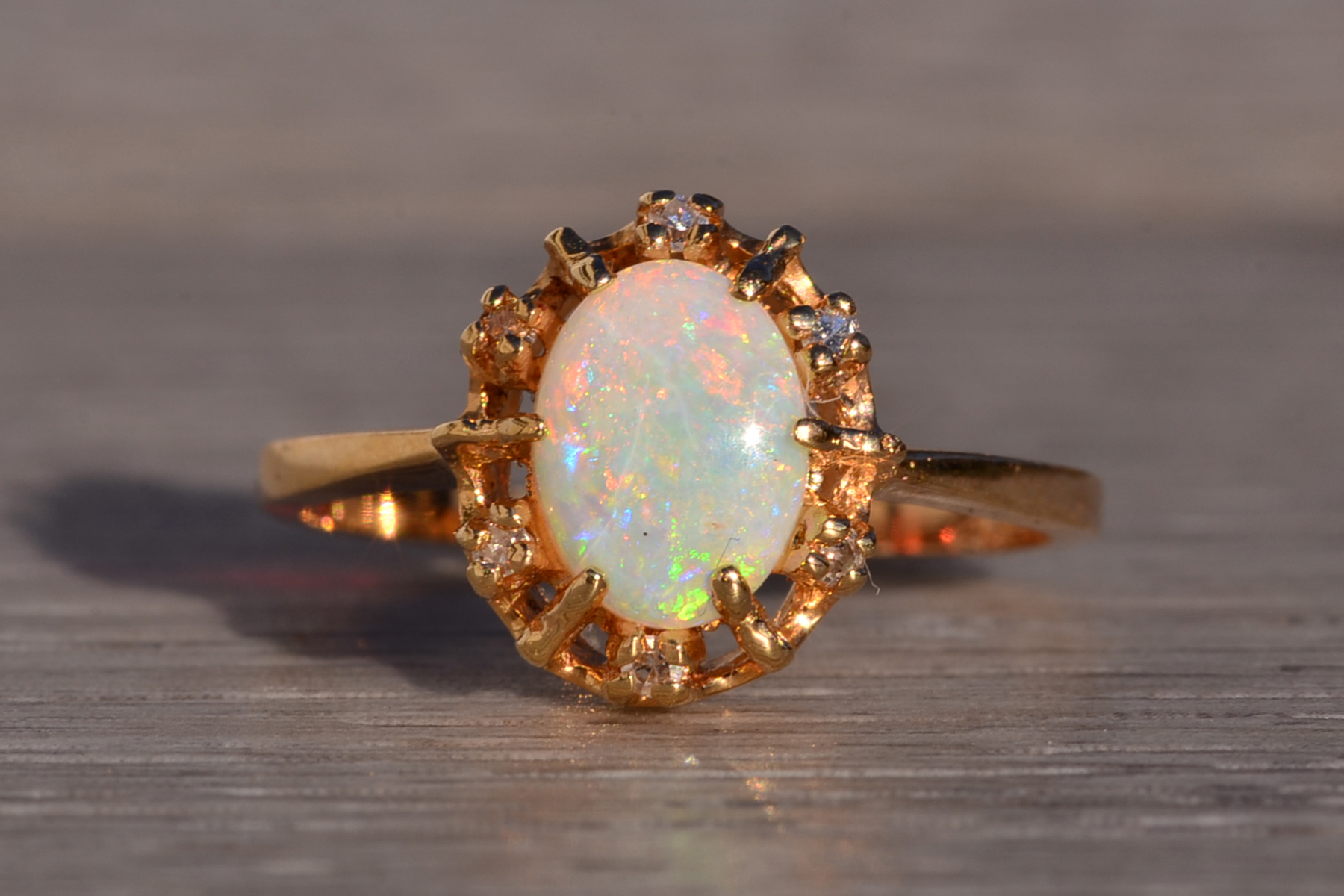 The 124th Avenue: Australian Opal and Natural Diamond Ring in Yellow Gold - Image 7