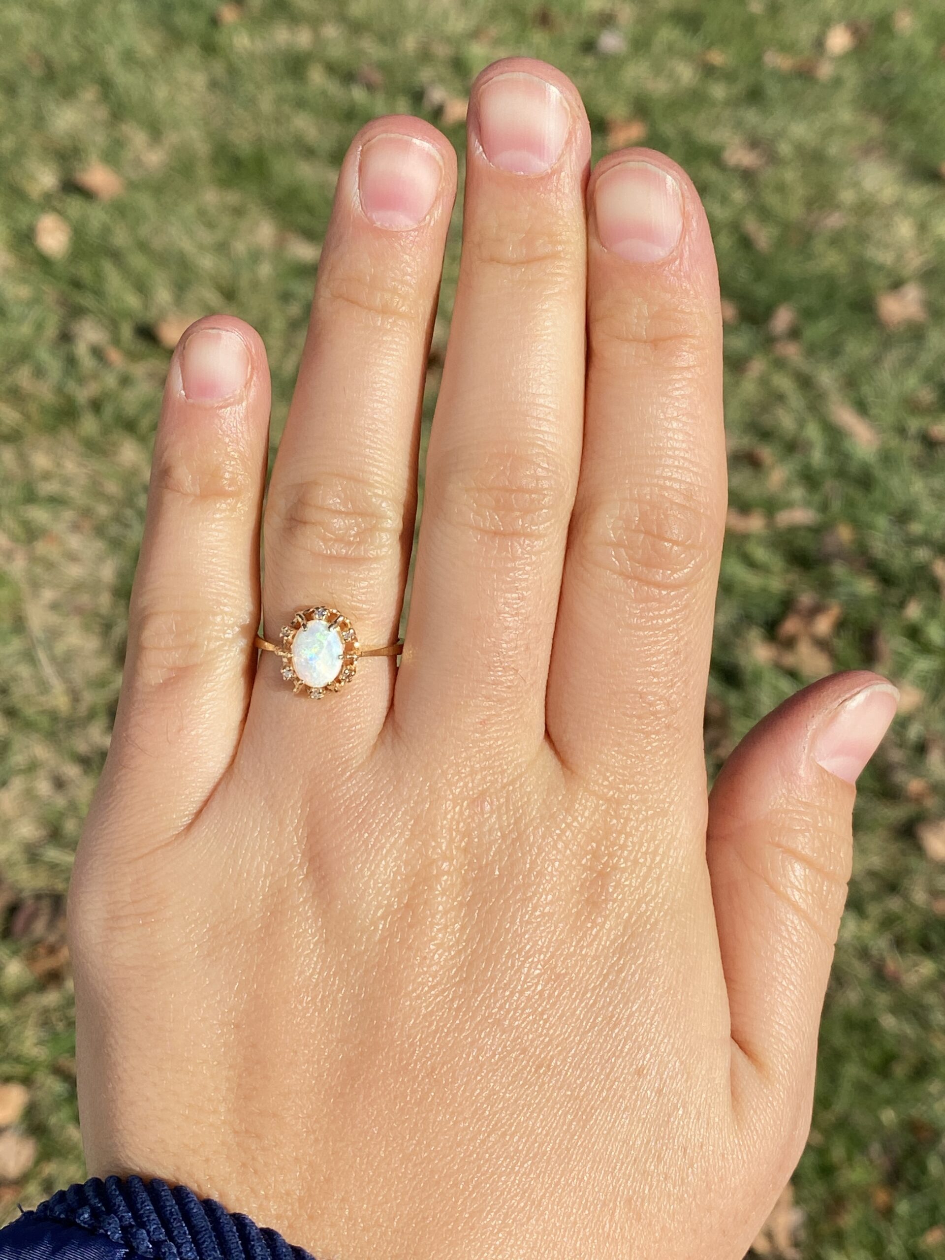 The 124th Avenue: Australian Opal and Natural Diamond Ring in Yellow Gold - Image 8