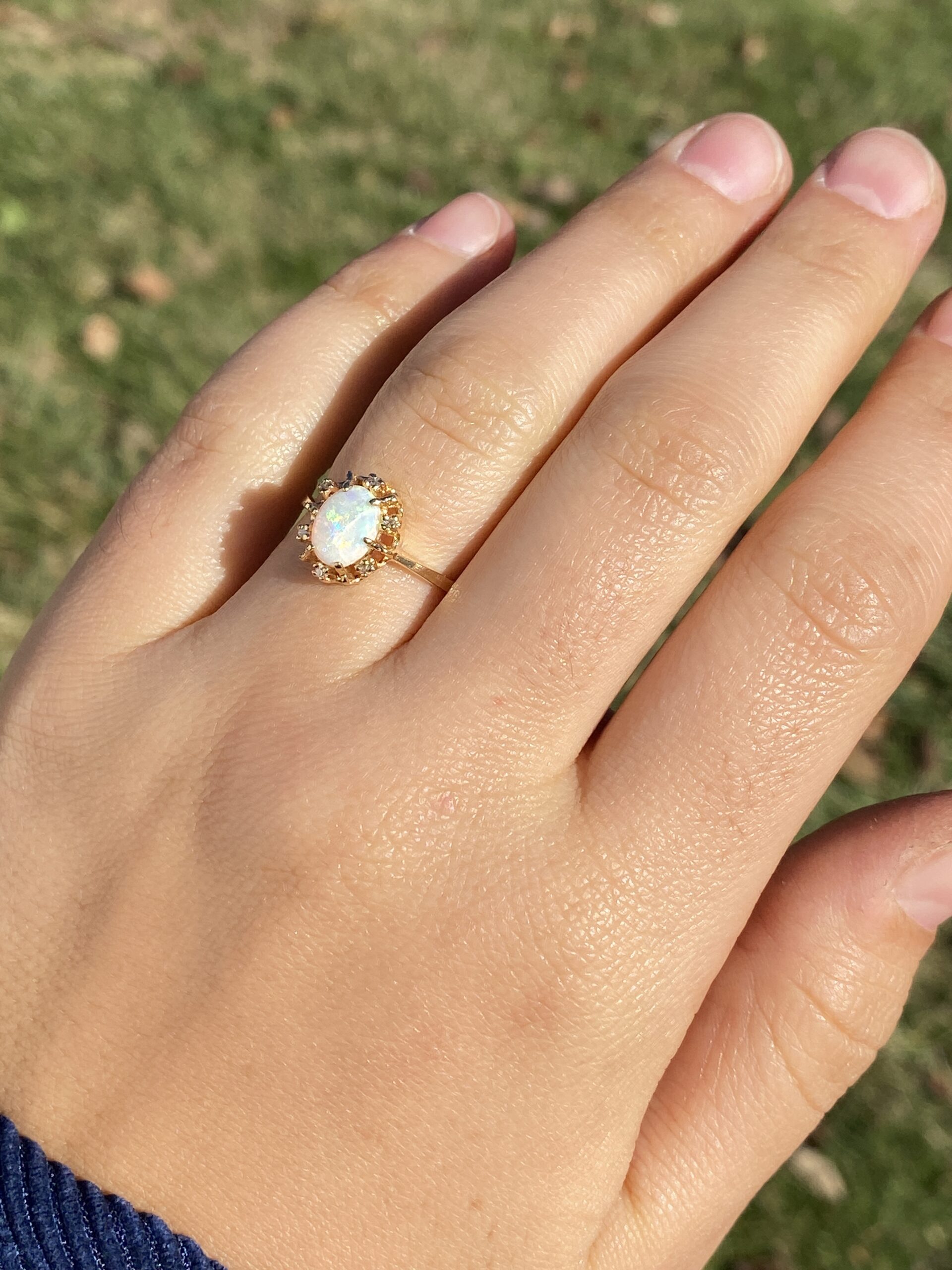 The 124th Avenue: Australian Opal and Natural Diamond Ring in Yellow Gold - Image 9