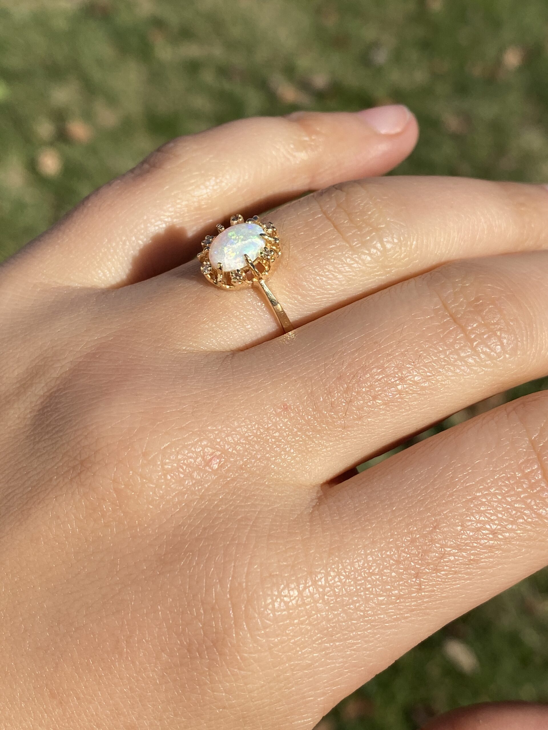 The 124th Avenue: Australian Opal and Natural Diamond Ring in Yellow Gold - Image 10