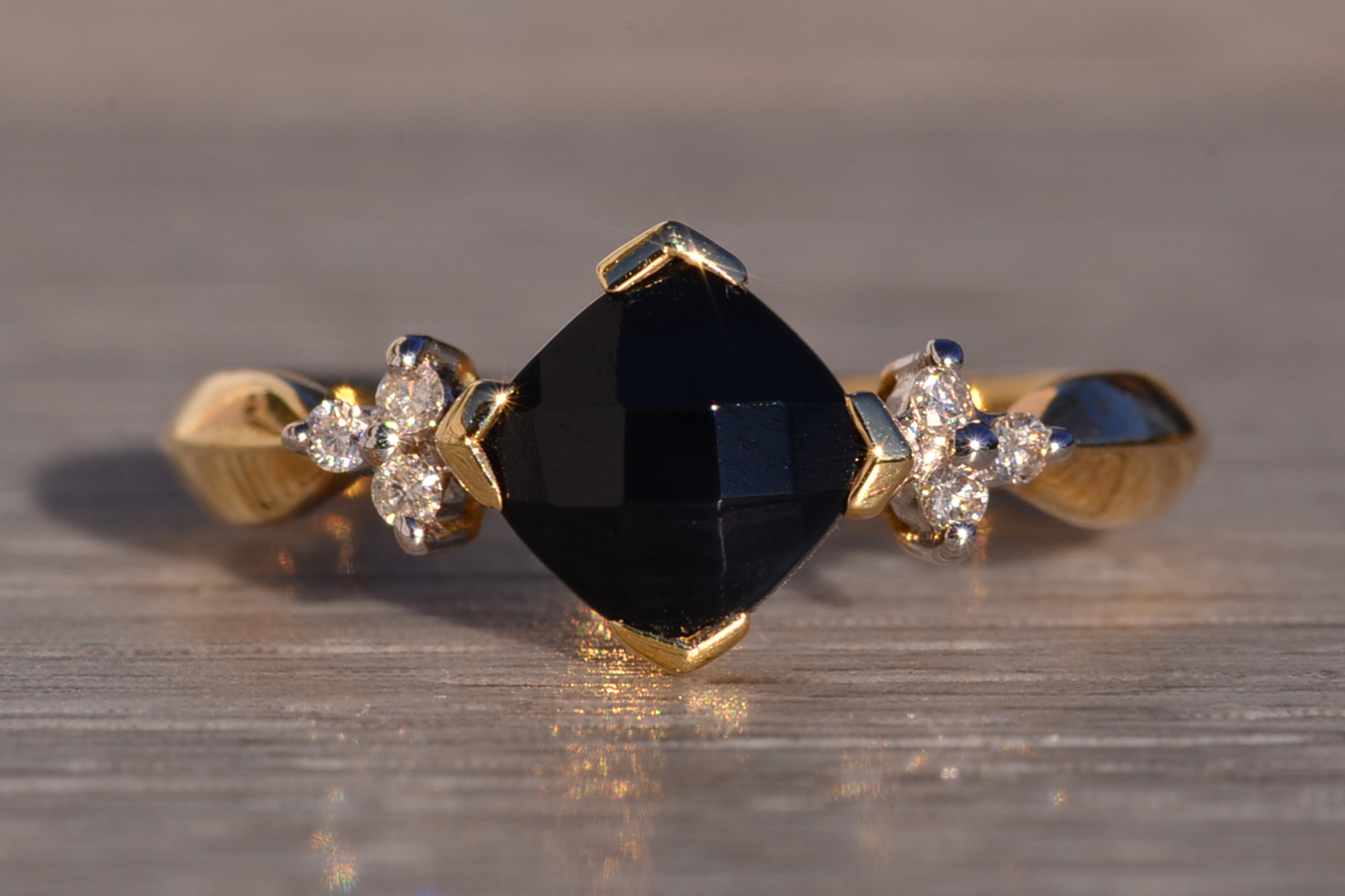 The 125th Avenue: Checkerboard Cut Onyx and Natural Diamond Ring - Image 2