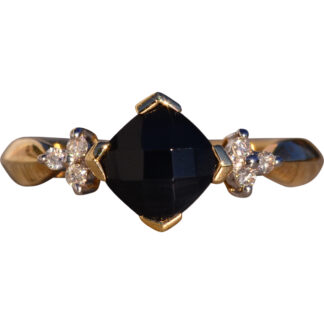 The 125th Avenue: Checkerboard Cut Onyx and Natural Diamond Ring