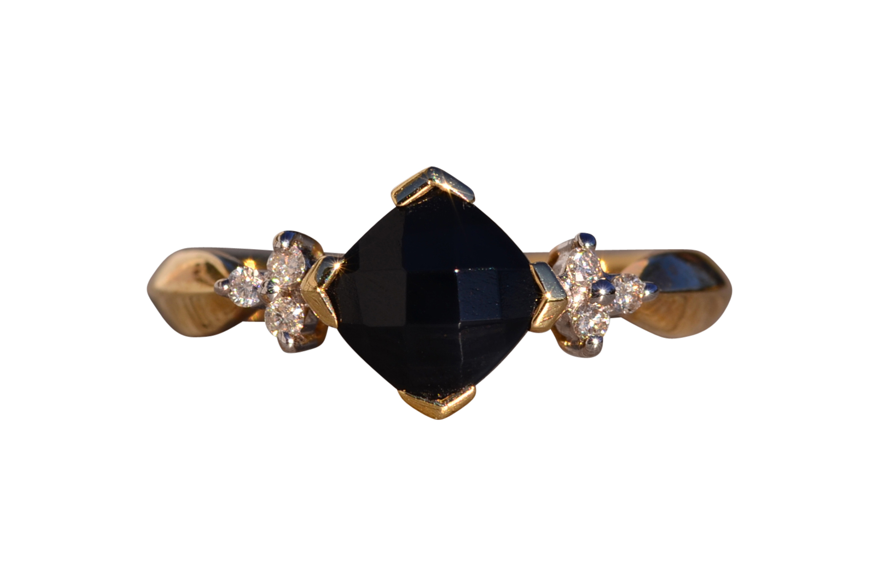 The 125th Avenue: Checkerboard Cut Onyx and Natural Diamond Ring
