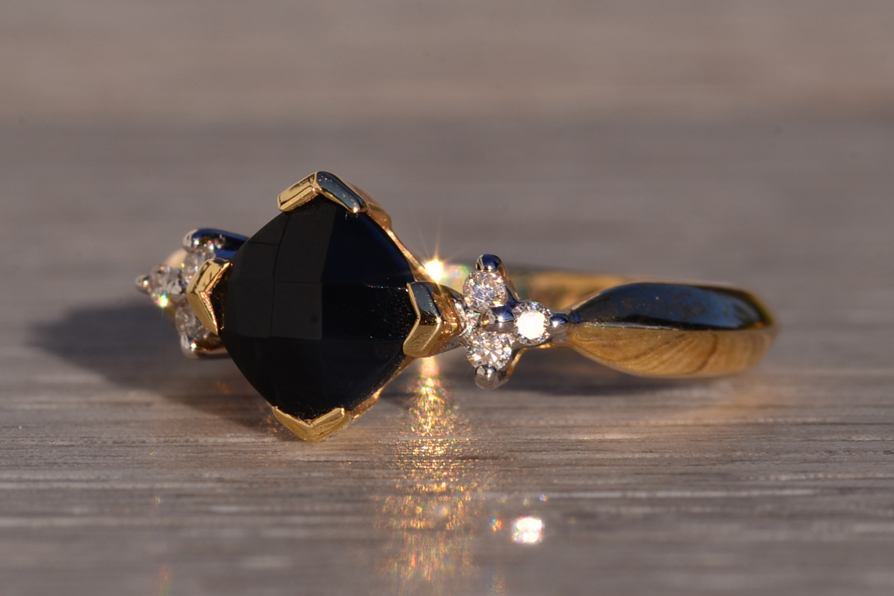 The 125th Avenue: Checkerboard Cut Onyx and Natural Diamond Ring - Image 3