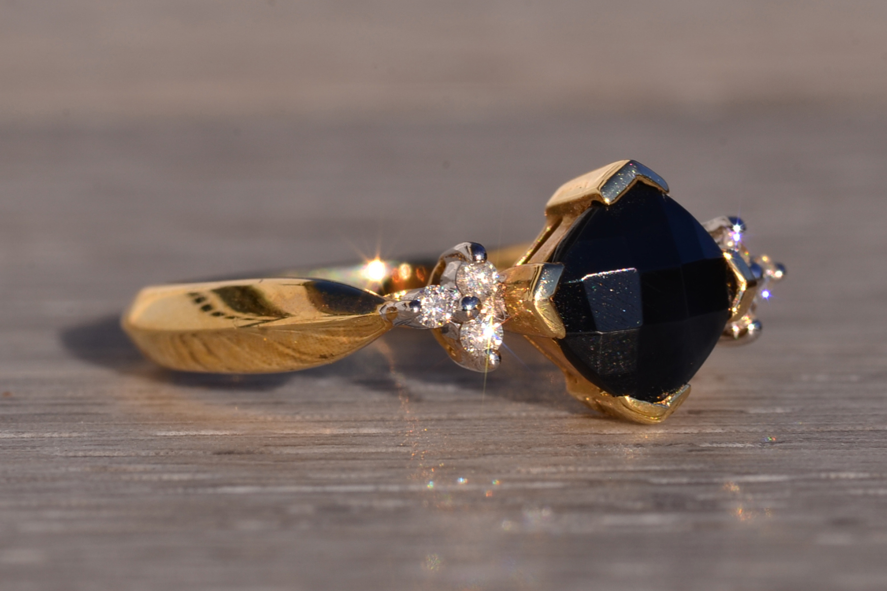 The 125th Avenue: Checkerboard Cut Onyx and Natural Diamond Ring - Image 6