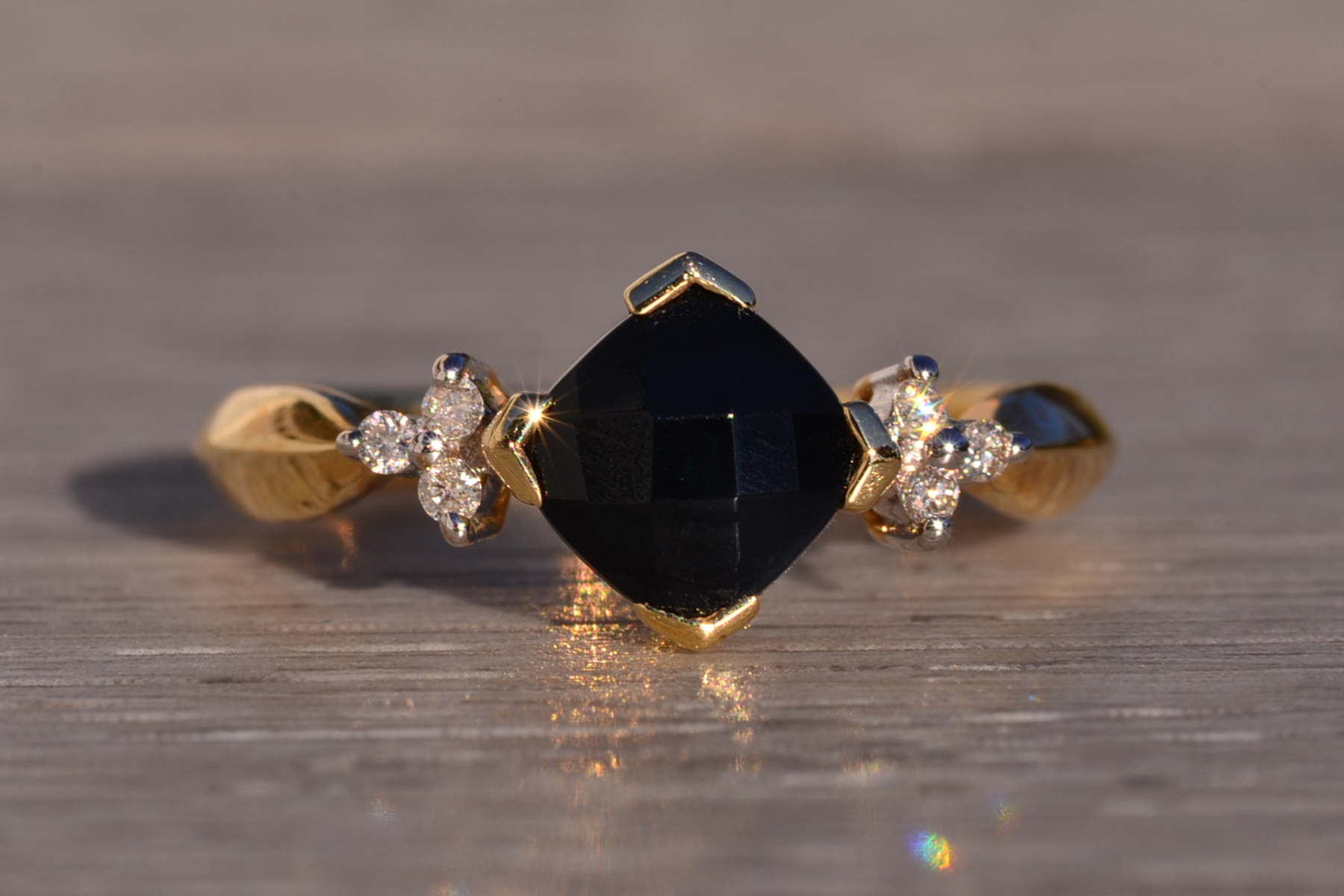 The 125th Avenue: Checkerboard Cut Onyx and Natural Diamond Ring - Image 7