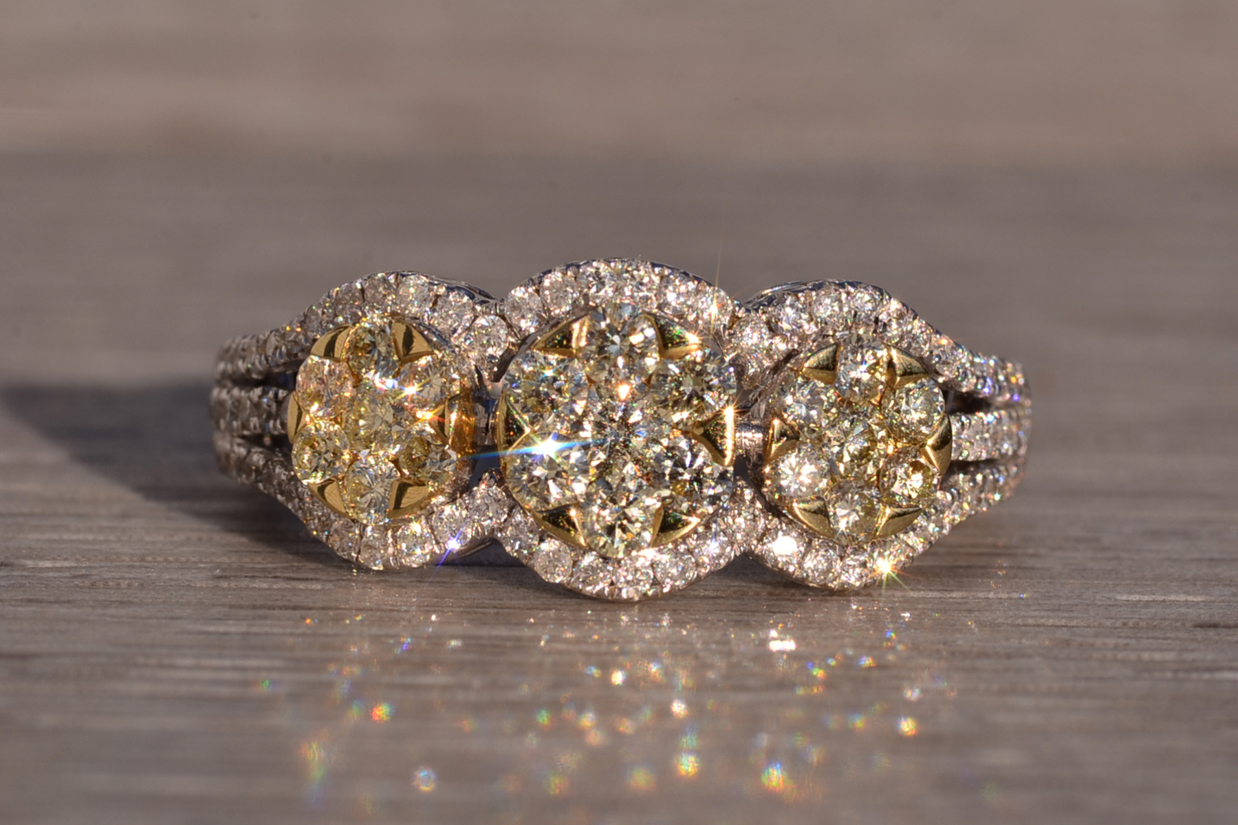 The 127th Avenue: Effy Signed Diamond Cluster Ring in White and Yellow Gold - Image 2
