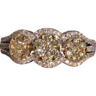The 127th Avenue: Effy Signed Diamond Cluster Ring in White and Yellow Gold