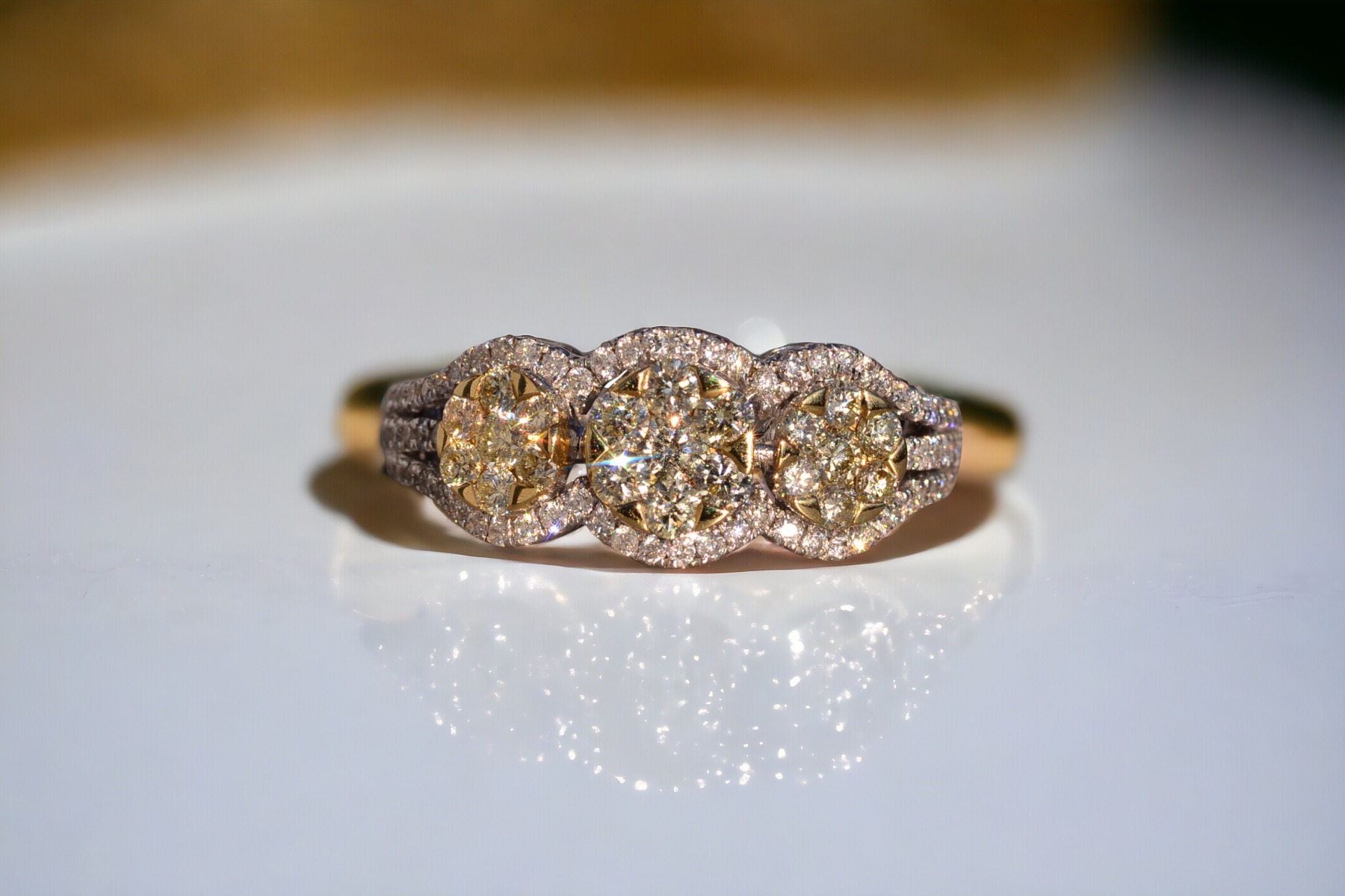 The 127th Avenue: Effy Signed Diamond Cluster Ring in White and Yellow Gold - Image 12