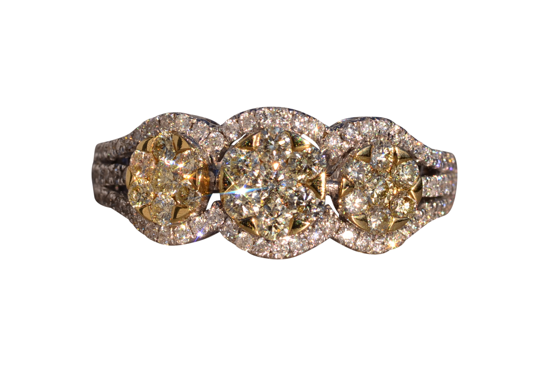 The 127th Avenue: Effy Signed Diamond Cluster Ring in White and Yellow Gold