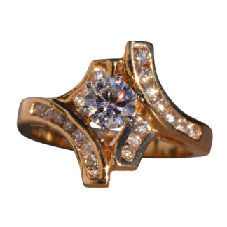 The 121st Avenue: Vintage Bypass Engagement Ring in Yellow Gold with Natural Diamonds