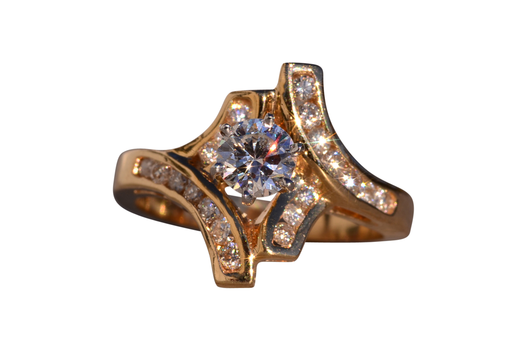 The 121st Avenue: Vintage Bypass Engagement Ring in Yellow Gold with Natural Diamonds