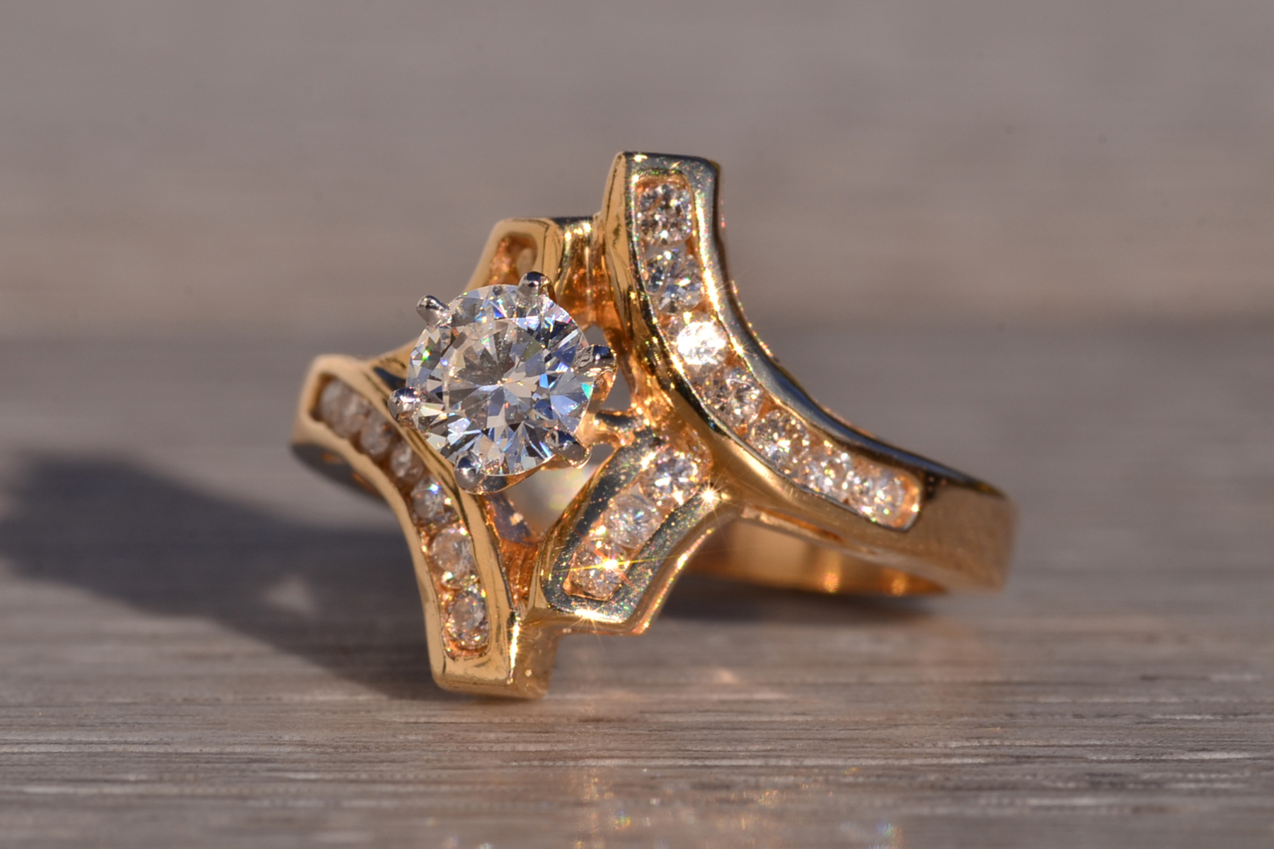 The 121st Avenue: Vintage Bypass Engagement Ring in Yellow Gold with Natural Diamonds - Image 3