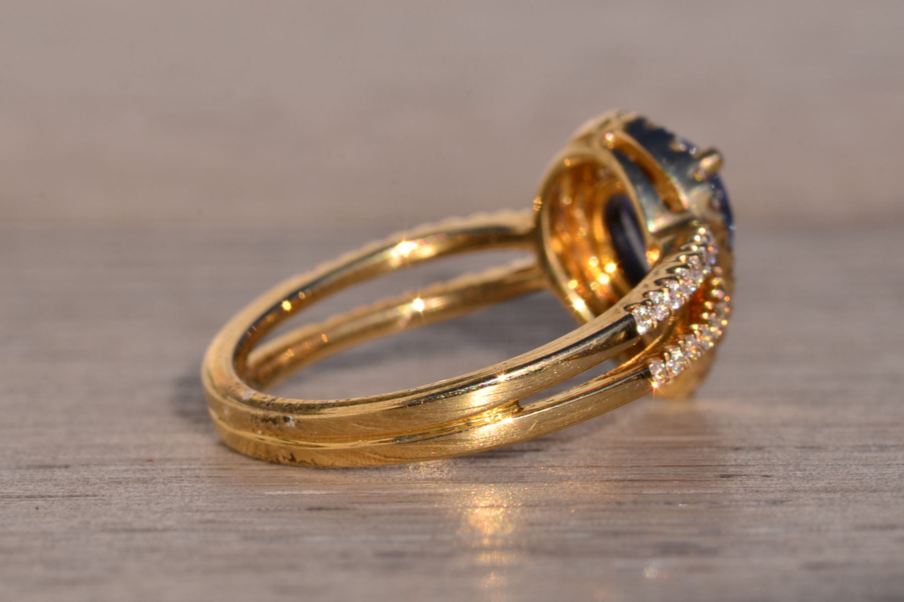 The 126th Avenue: Pear Shaped Tanzanite and Natural Diamond Ring in Yellow Gold - Image 5