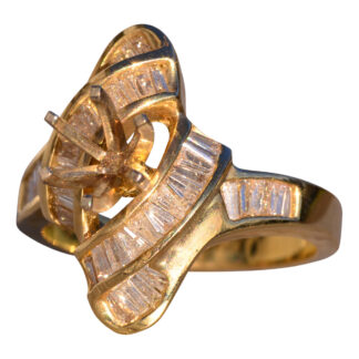 Vintage Yellow Gold and Natural Diamond Semi Mount