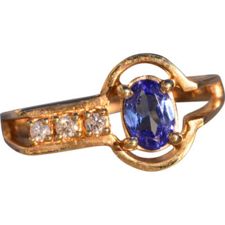 The 122nd Avenue: Modernist Tanzanite and Diamond Ring in Yellow Gold