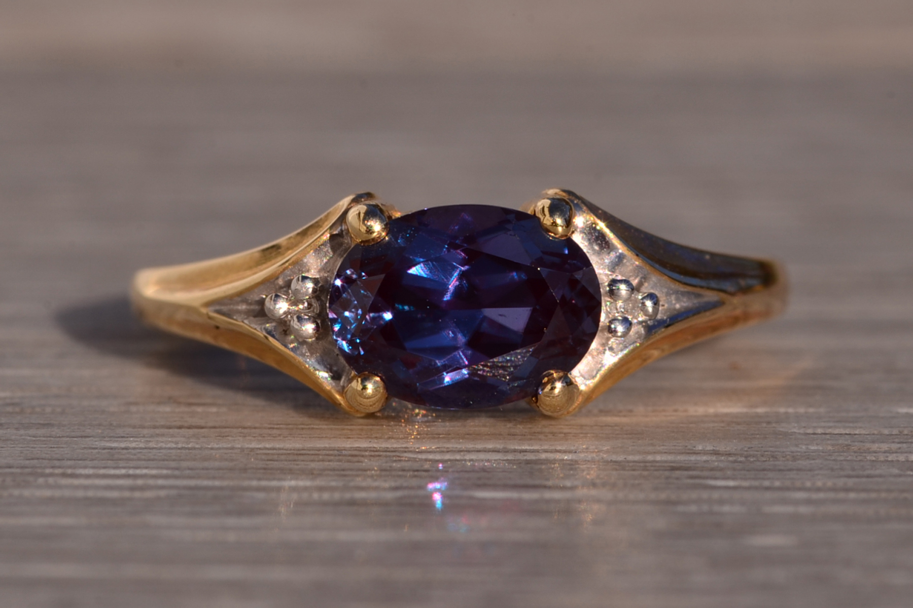 SOLD - The 120th Avenue: Lab Alexandrite and Natural Diamond Ring - Image 2
