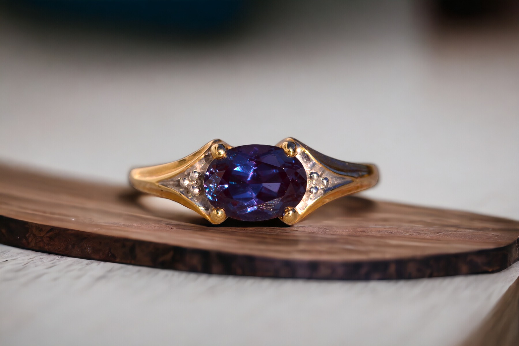 SOLD - The 120th Avenue: Lab Alexandrite and Natural Diamond Ring - Image 11